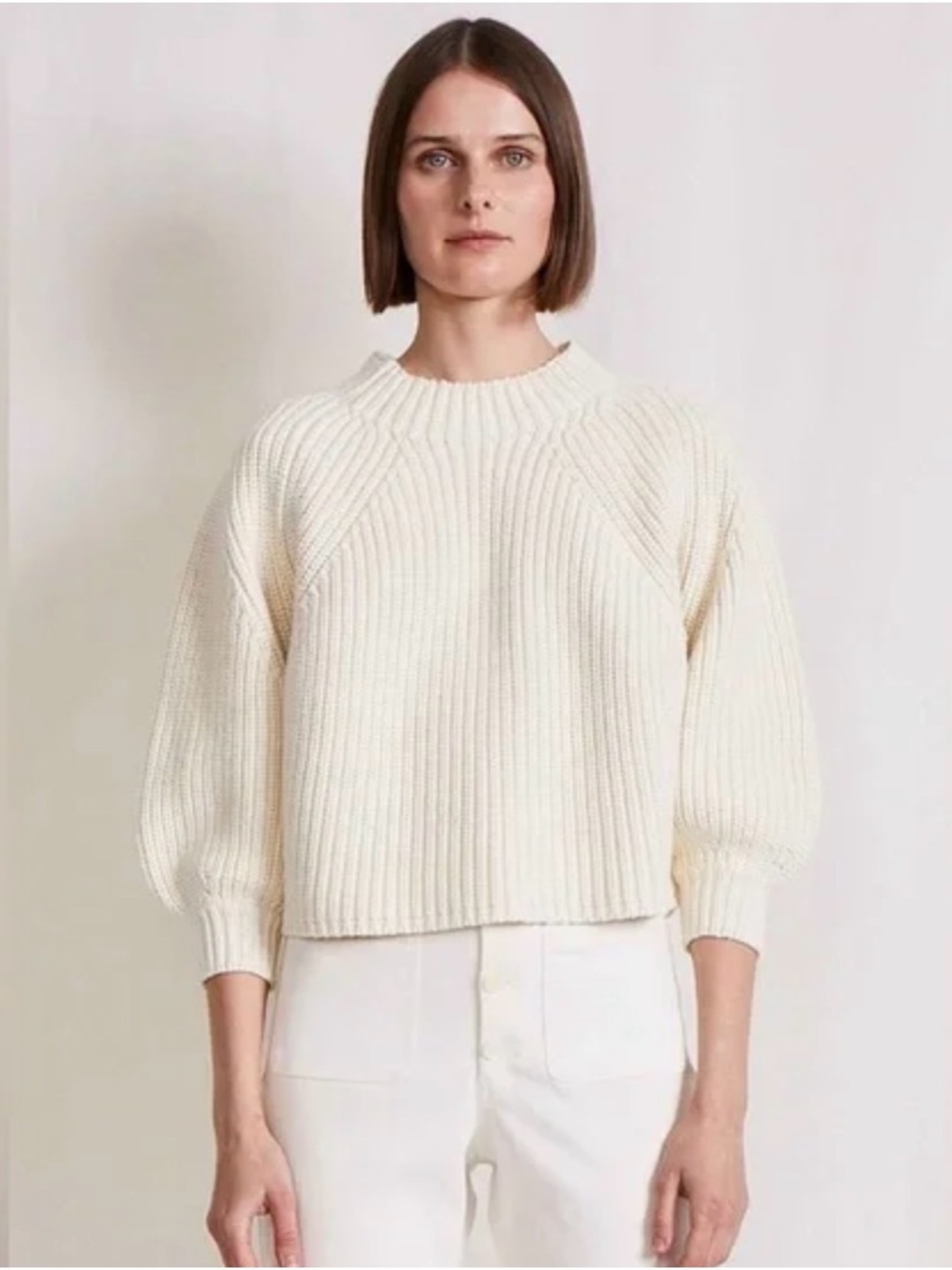Apiece Apart Eco Nueva Merel Sweater in ivory |  cropped cotton sweater
